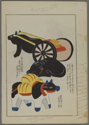 日本のおもちゃ、清水清風の海の友（A Childs Friends）、1891-1923年。牛とカート。